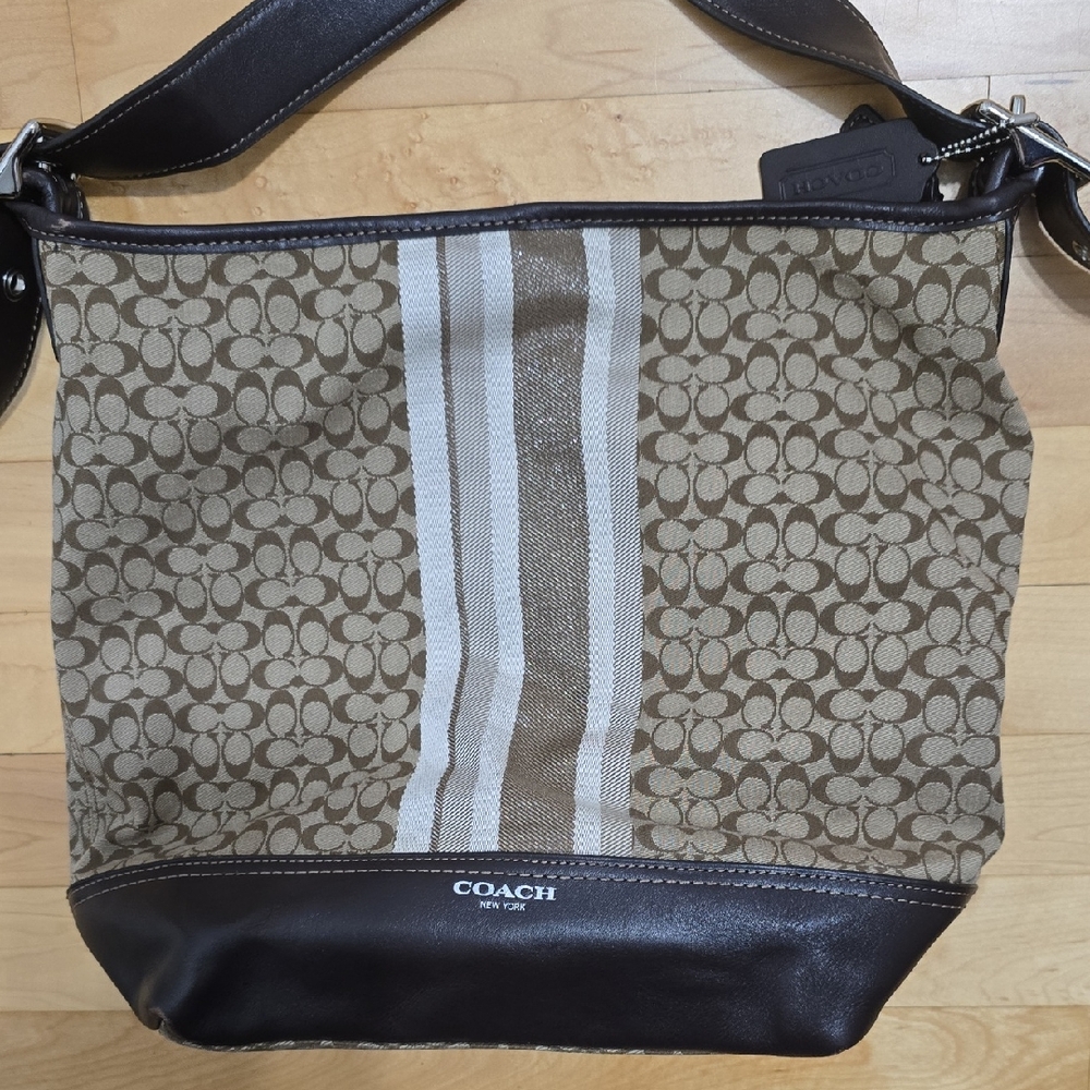 Coach Signature Brown and Cream Messenger Bag